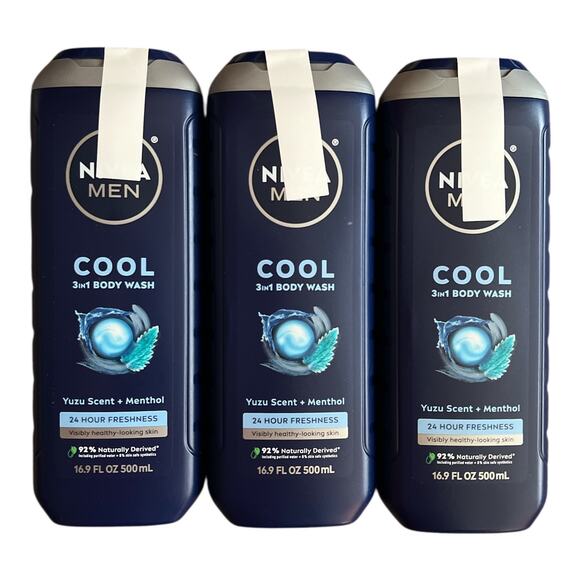 LOT 3 NIVEA Men Cool Body Wash Cool 16.9fl oz - Picture 2 of 3